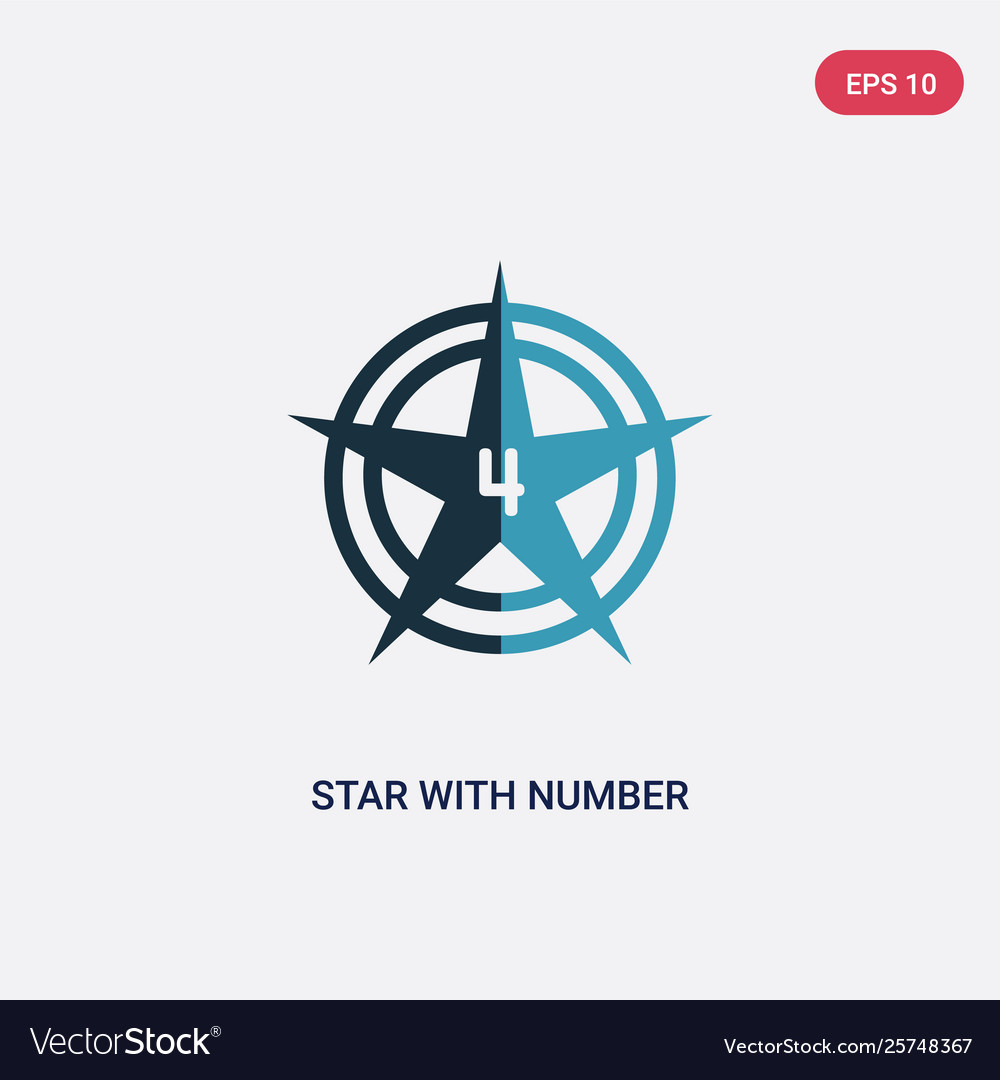 Two color star with number four icon from shapes