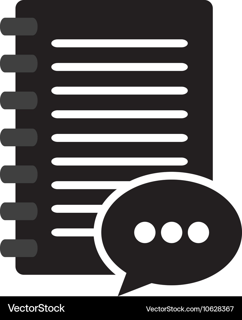 Wired notebook and speech bubble icon Royalty Free Vector
