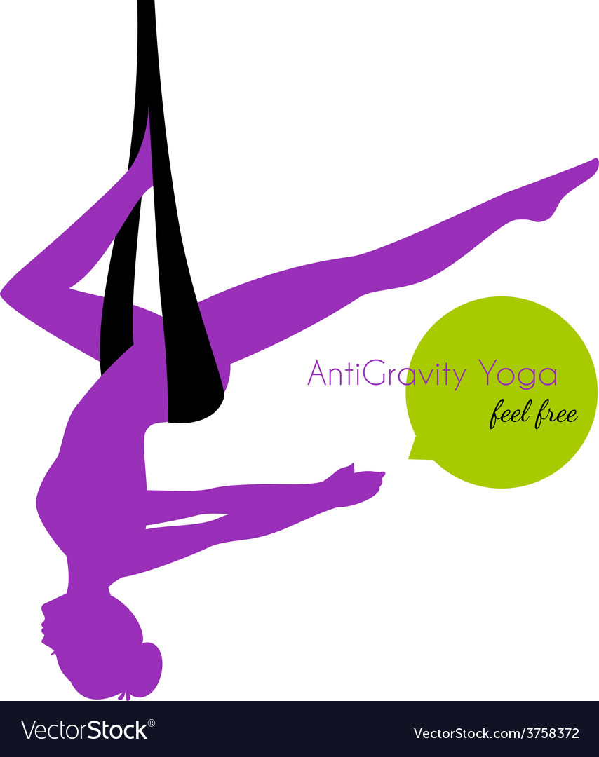 Anti-gravity yoga poses woman silhouette Vector Image