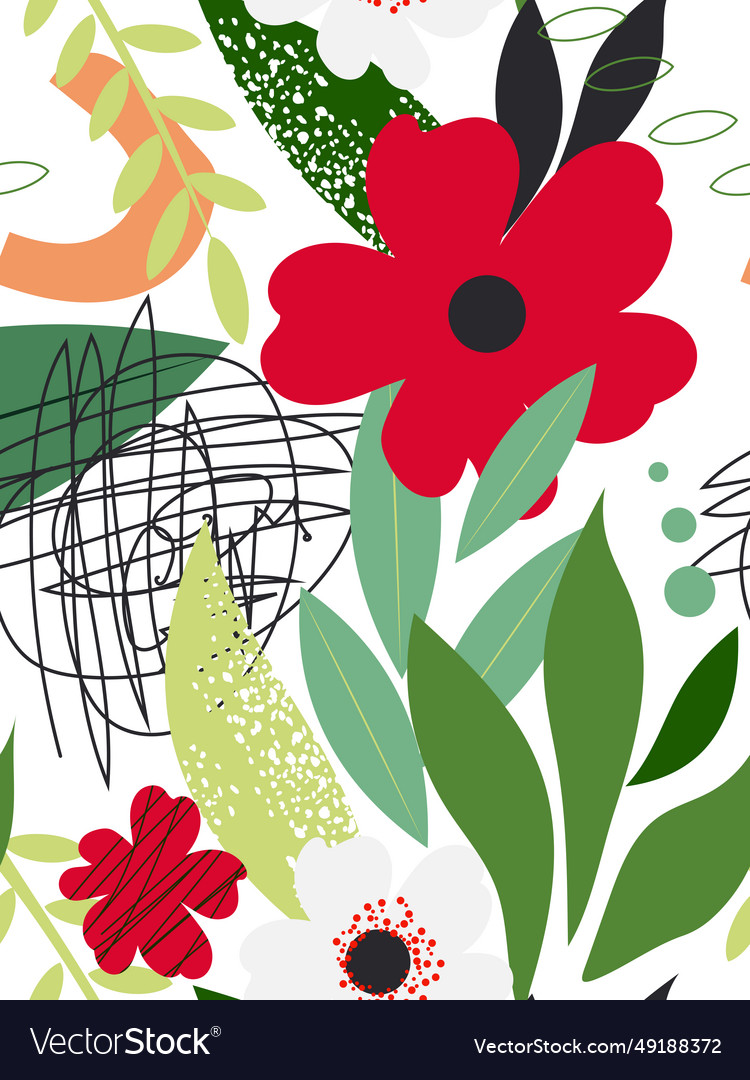 Collage contemporary floral seamless pattern