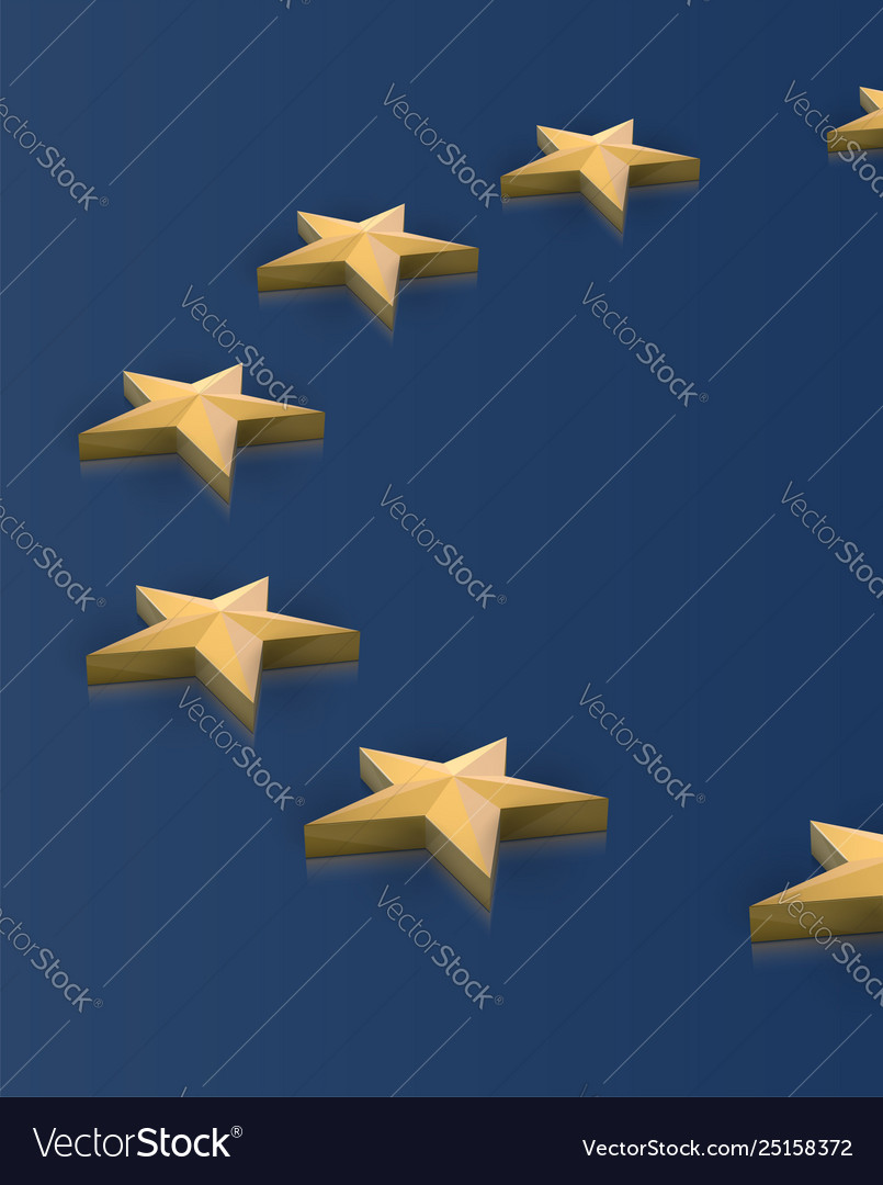 European Union Flag Stars in 3d