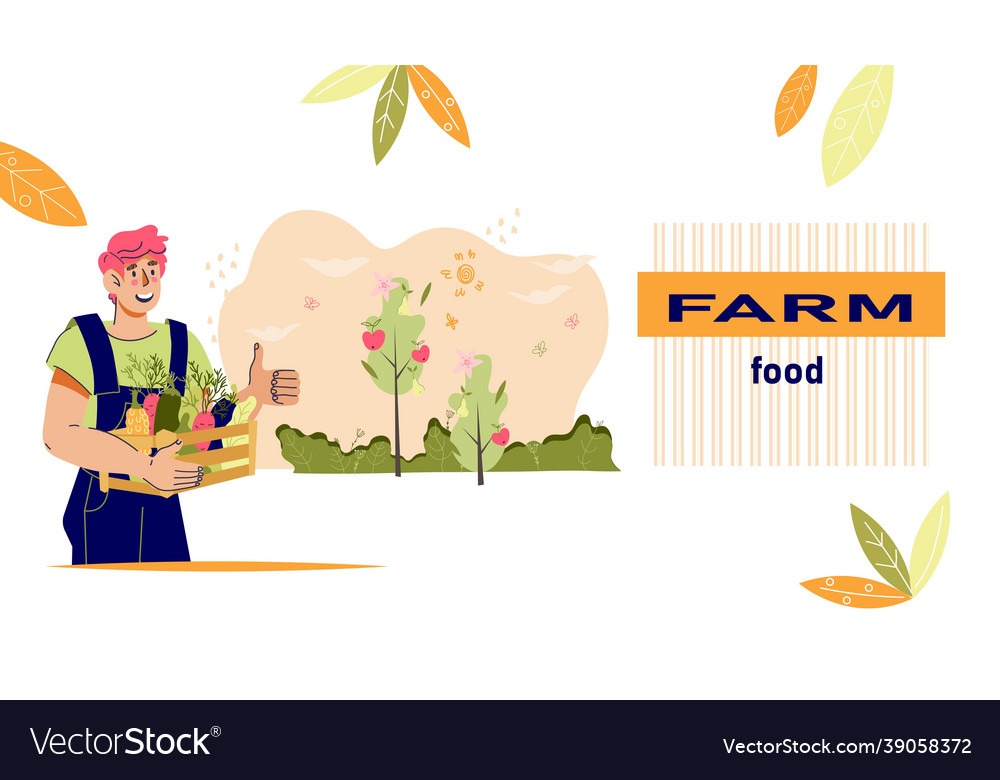 Farm food and vegetables local delivery web Vector Image