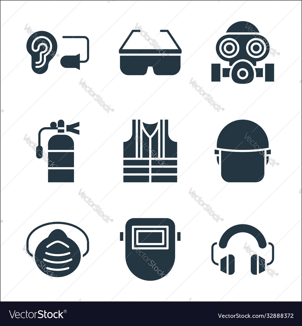 Flat rescue and protective line icons linear set