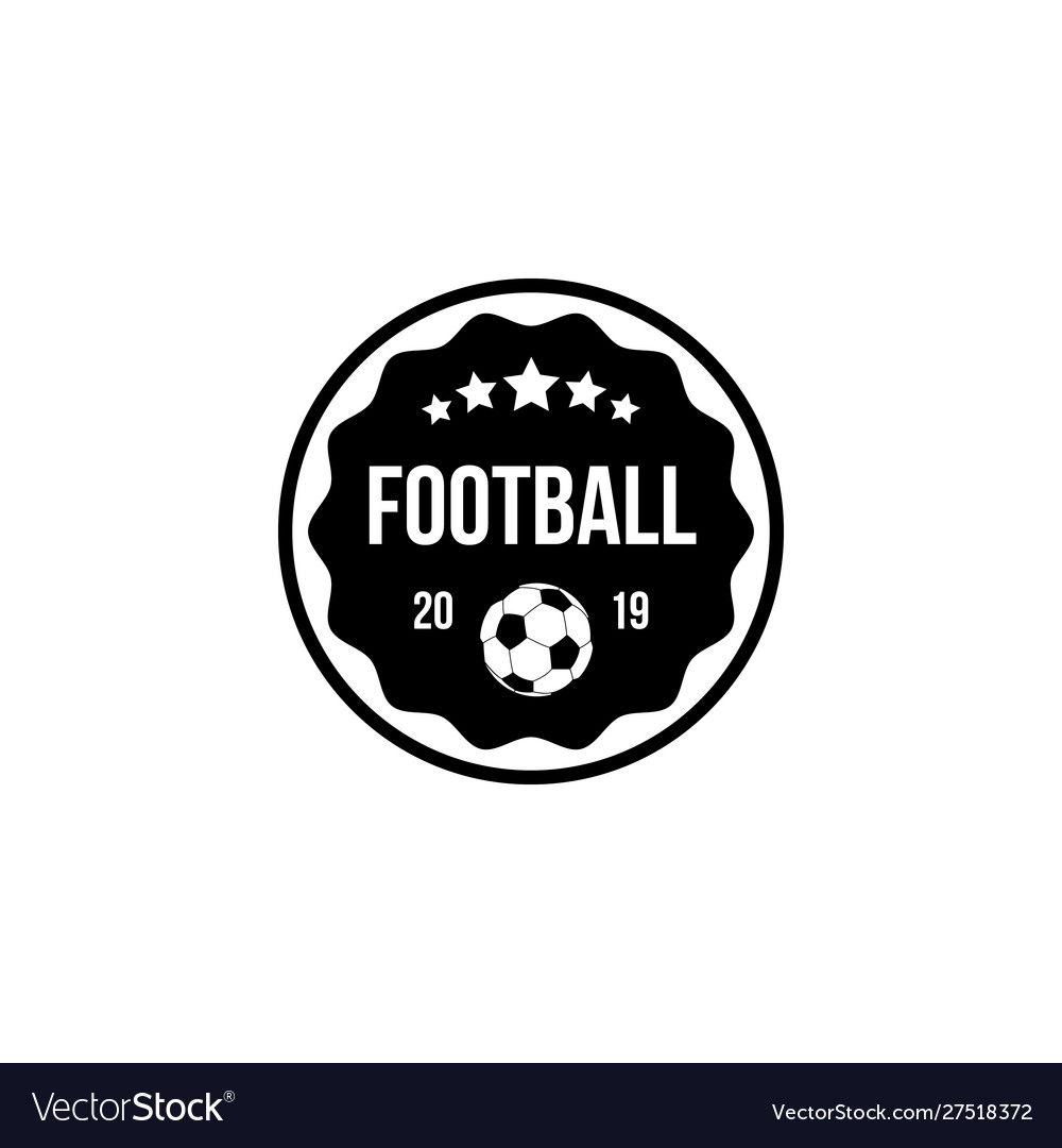 Football badge in a circle and shield with ball