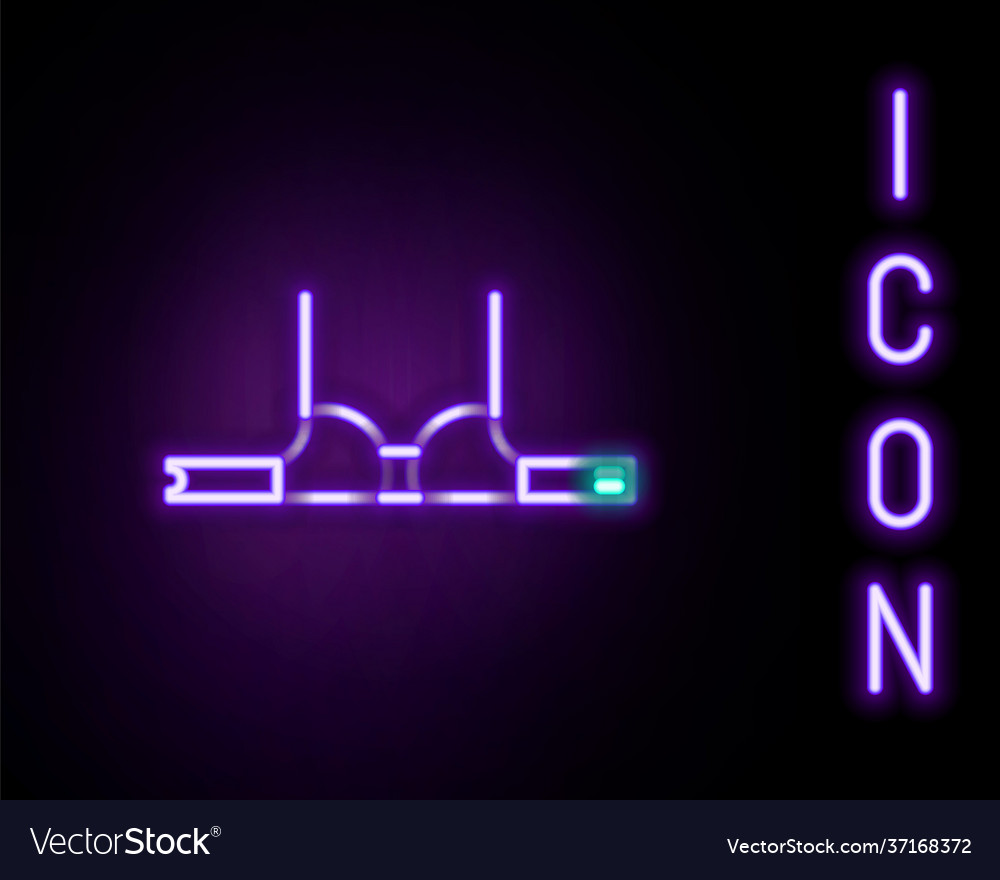 Glowing neon line bra icon isolated on black