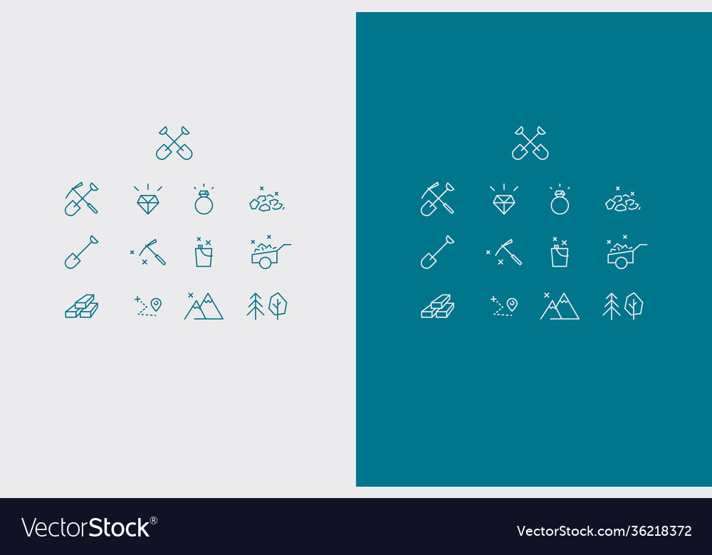 Gold digger icons set vector image Gold digger icons set
