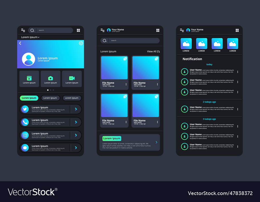 Gradient dark mode app template
