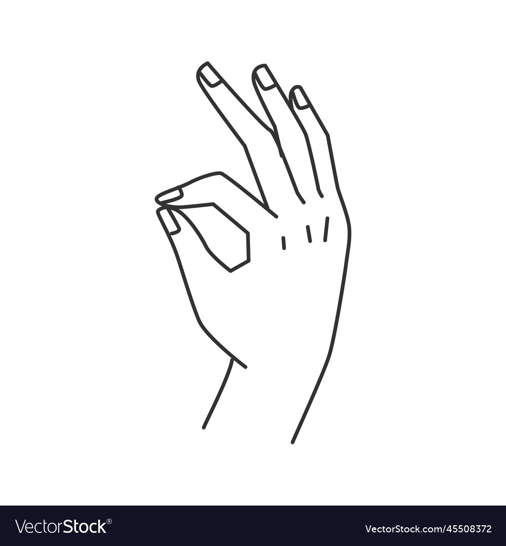 Hand gesture okay line sign circle with fingers Vector Image