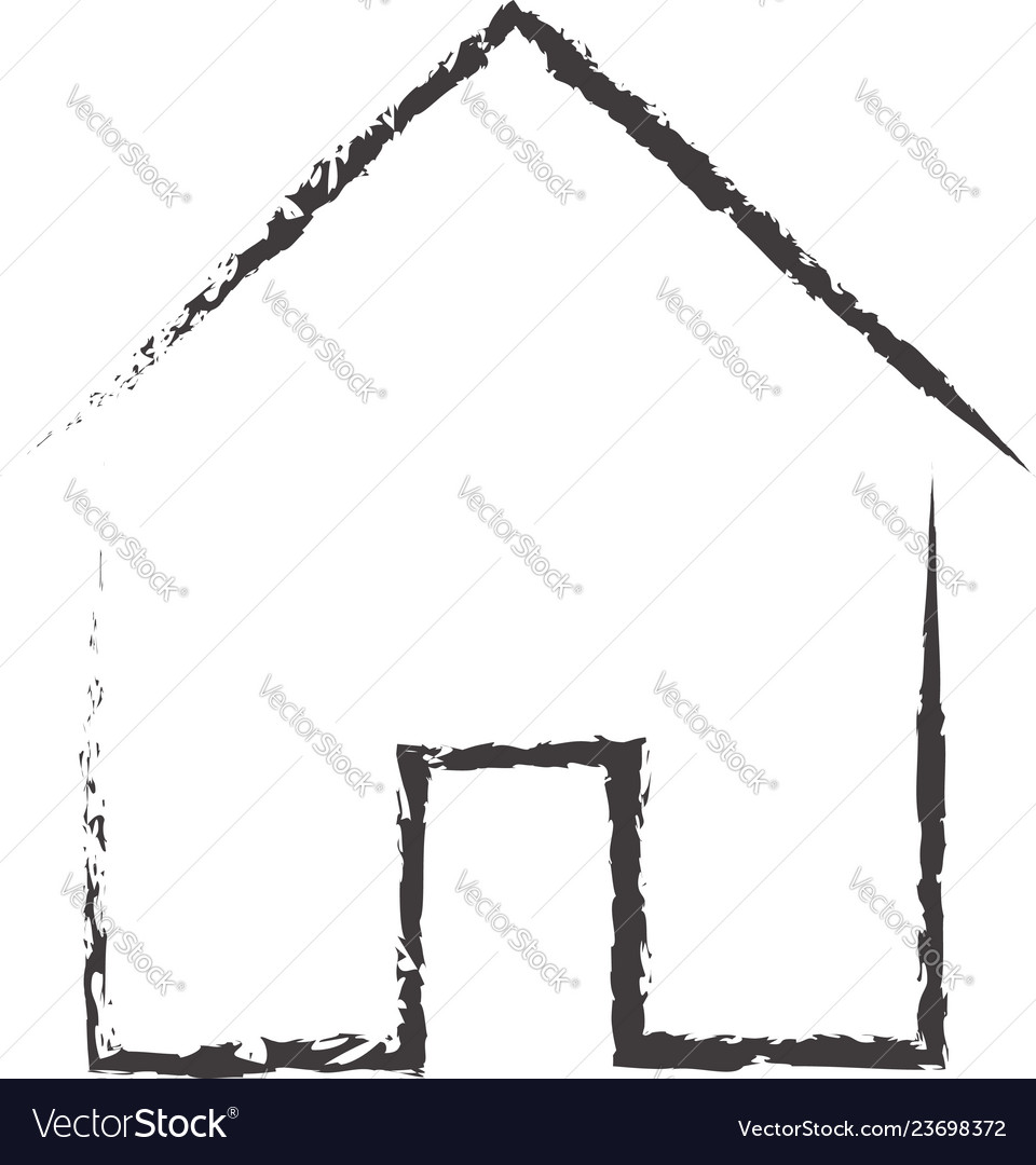 Line house icon with door design Royalty Free Vector Image