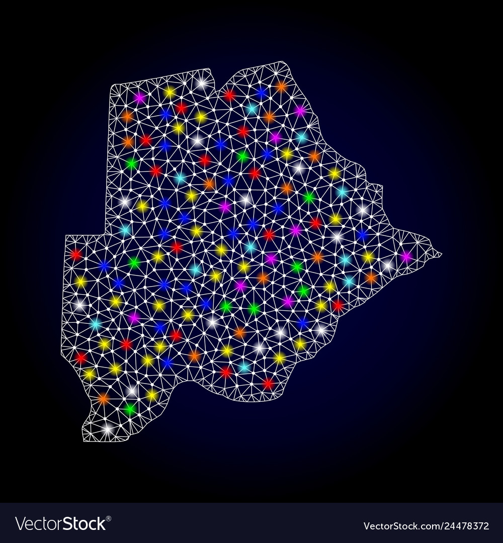 Mesh network map of botswana with colorful light Vector Image Mesh network map of botswana with colorful light