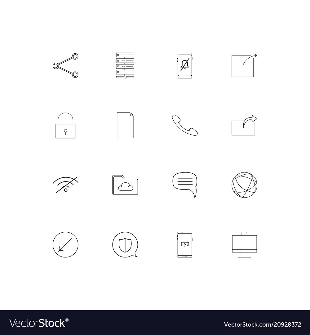 Network and database linear thin icons set