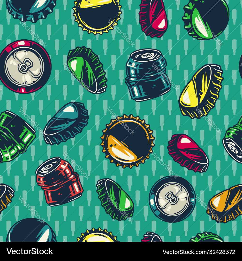 Pattern With Curved Metal Cork And Craft Beer Can Vector Image