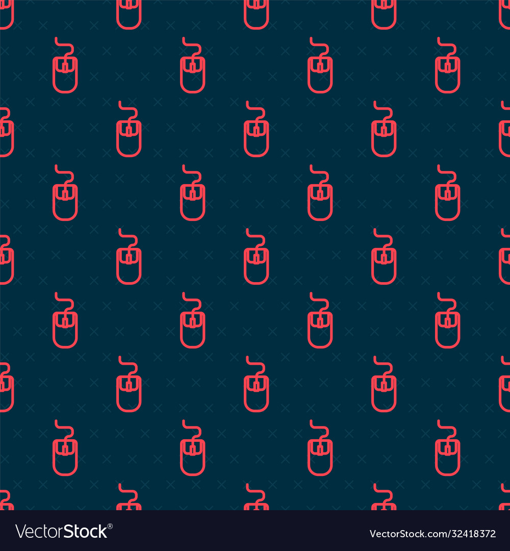 Red line computer mouse icon isolated seamless vector image Red line computer mouse icon isolated seamless