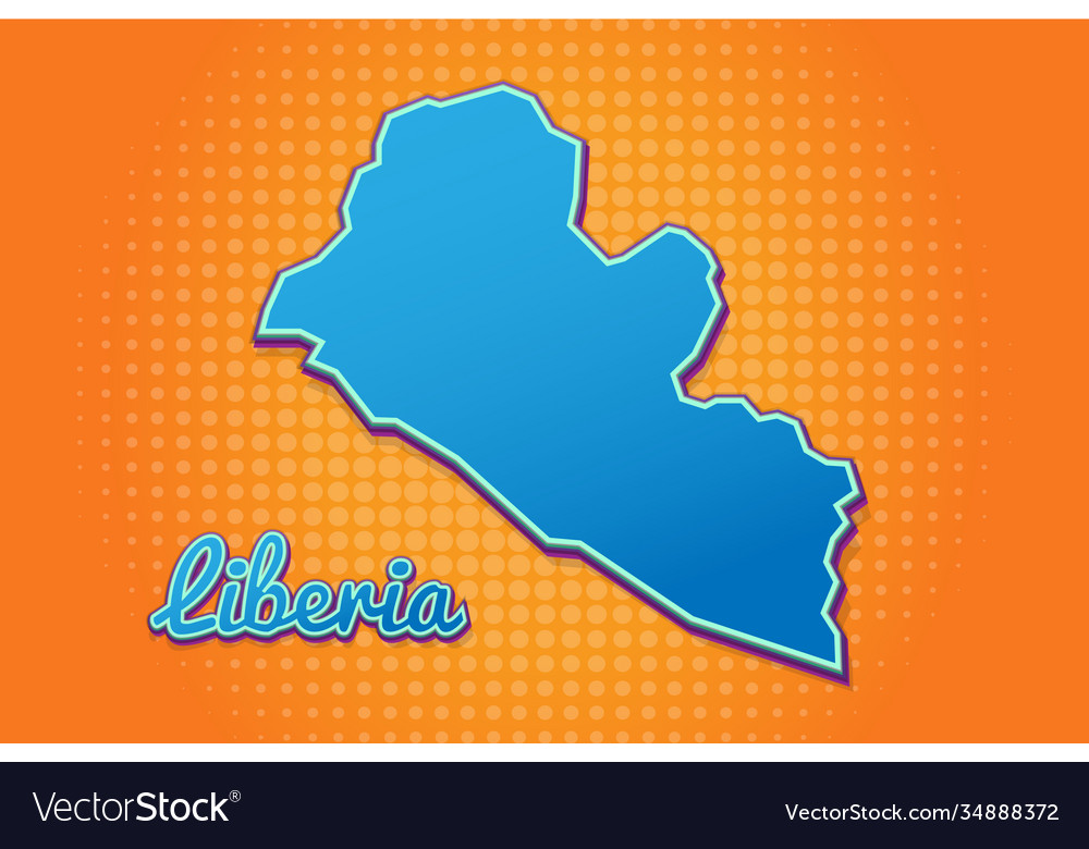 Retro map liberia with halftone background vector image Retro map liberia with halftone background
