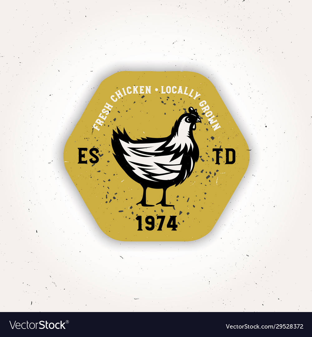 Rooster meat vintage logo template yellow badge