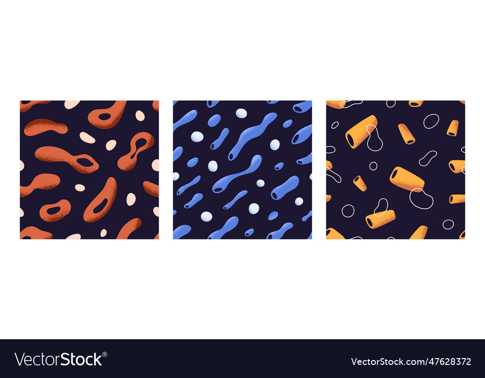 Seamless patterns set abstract fluid shapes vector image Seamless patterns set abstract fluid shapes