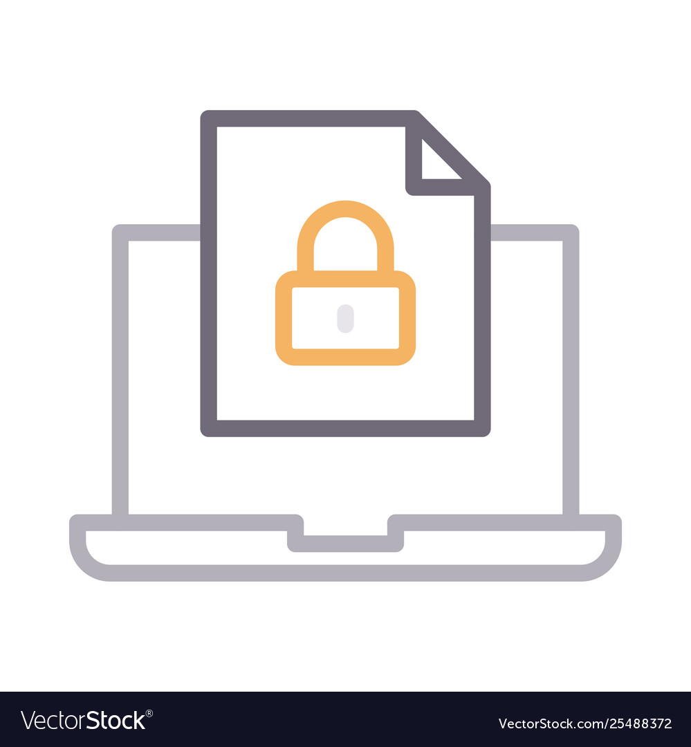 Secure laptop file vector image Secure laptop file