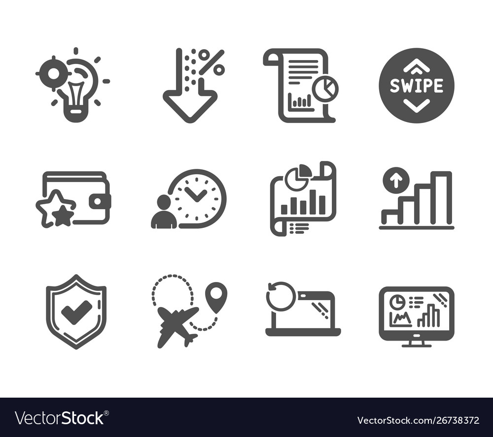 Set technology icons such as swipe up graph vector image Set technology icons such as swipe up graph