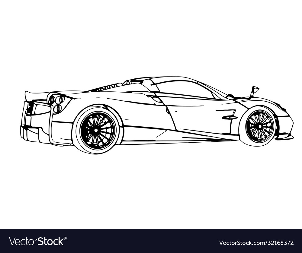 Sketch a sports car on white background