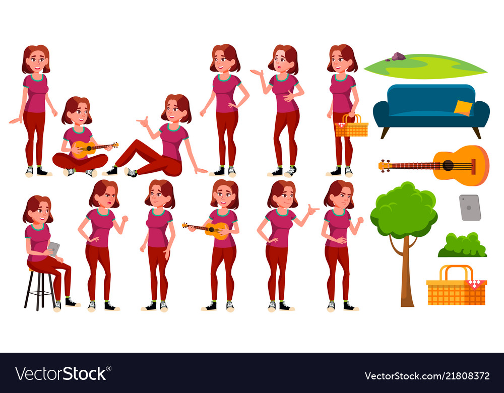 Collection of strange various girl poses Vector Image