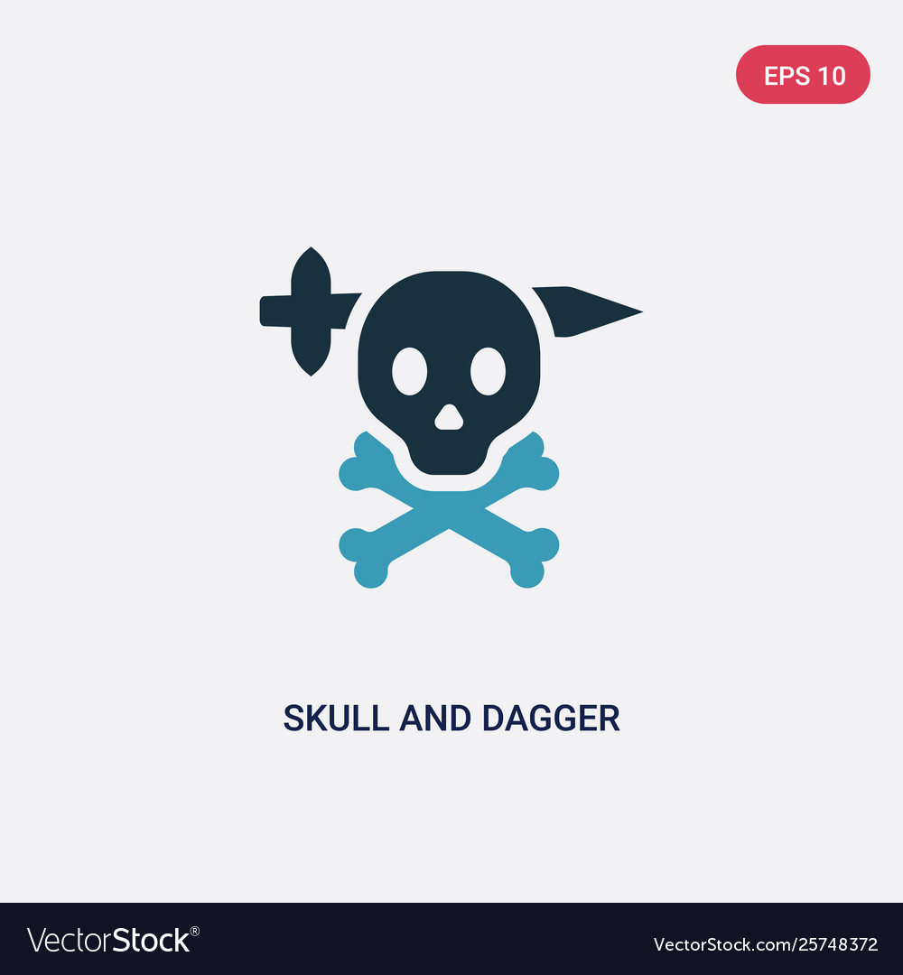 Two color skull and dagger icon from shapes vector image Two color skull and dagger icon from shapes