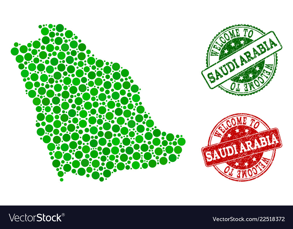 Welcome collage of map saudi arabia