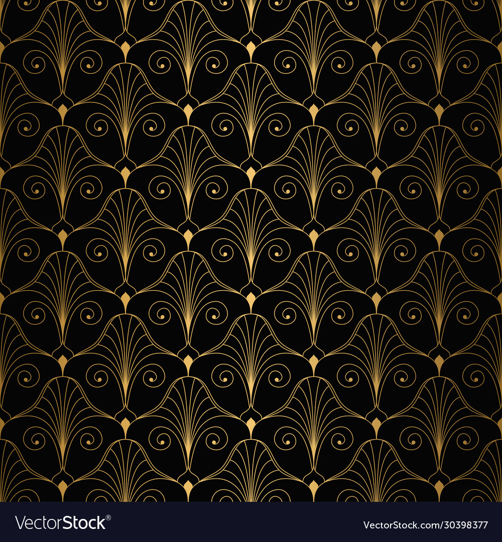 Art deco pattern seamless white and gold Vector Image