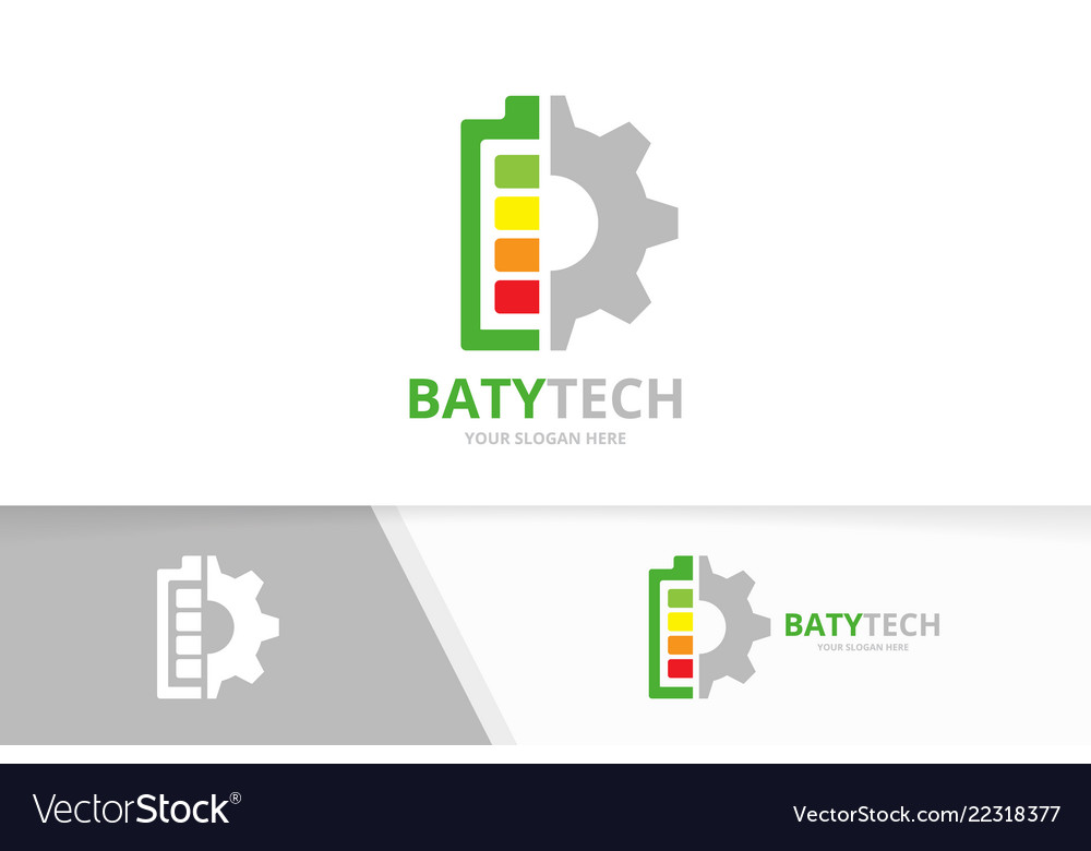 Battery and gear logo combination energy