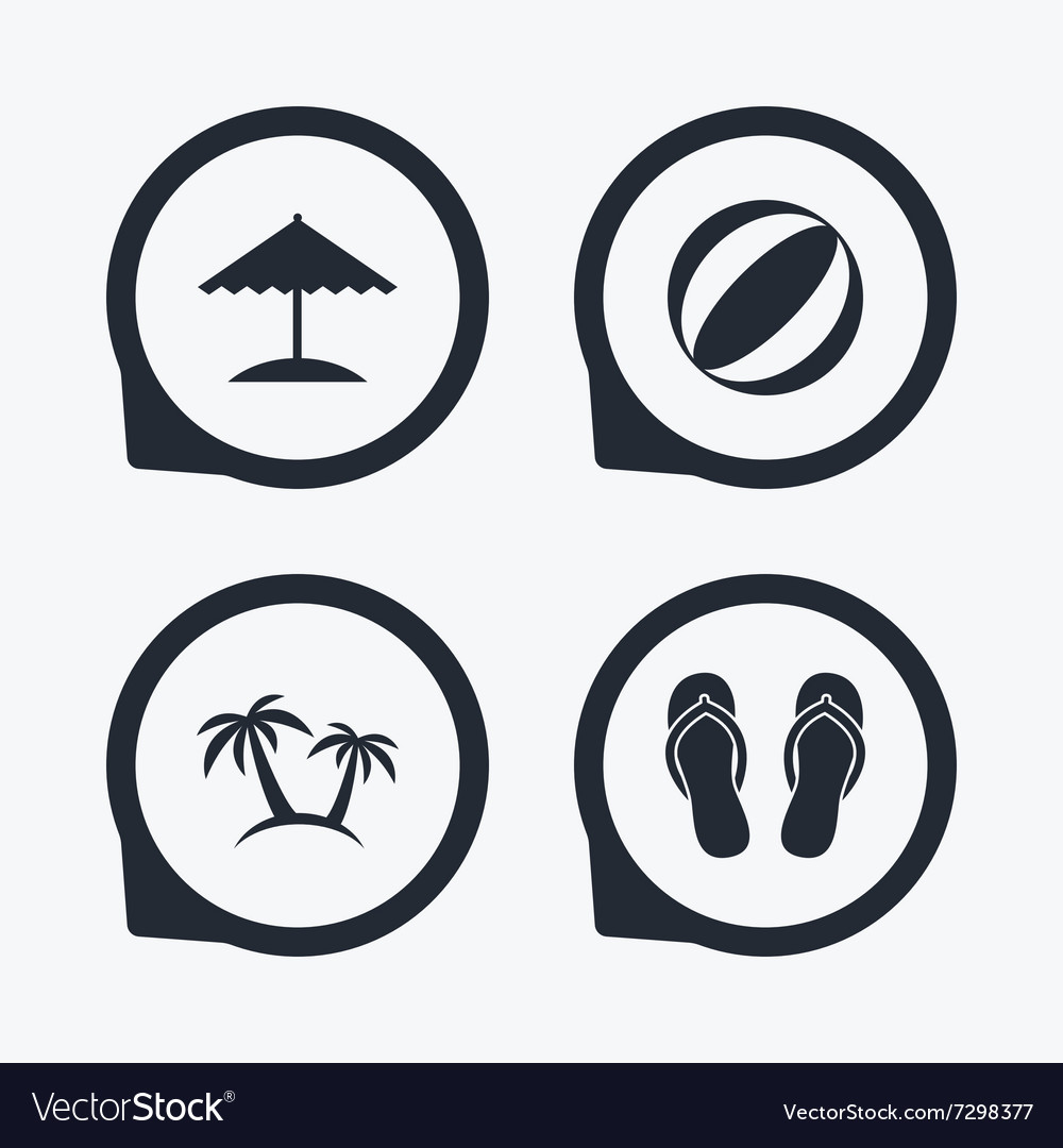 Beach holidays icons umbrella and sandals