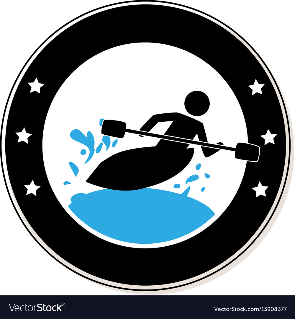 Circular frame with man in kayak
