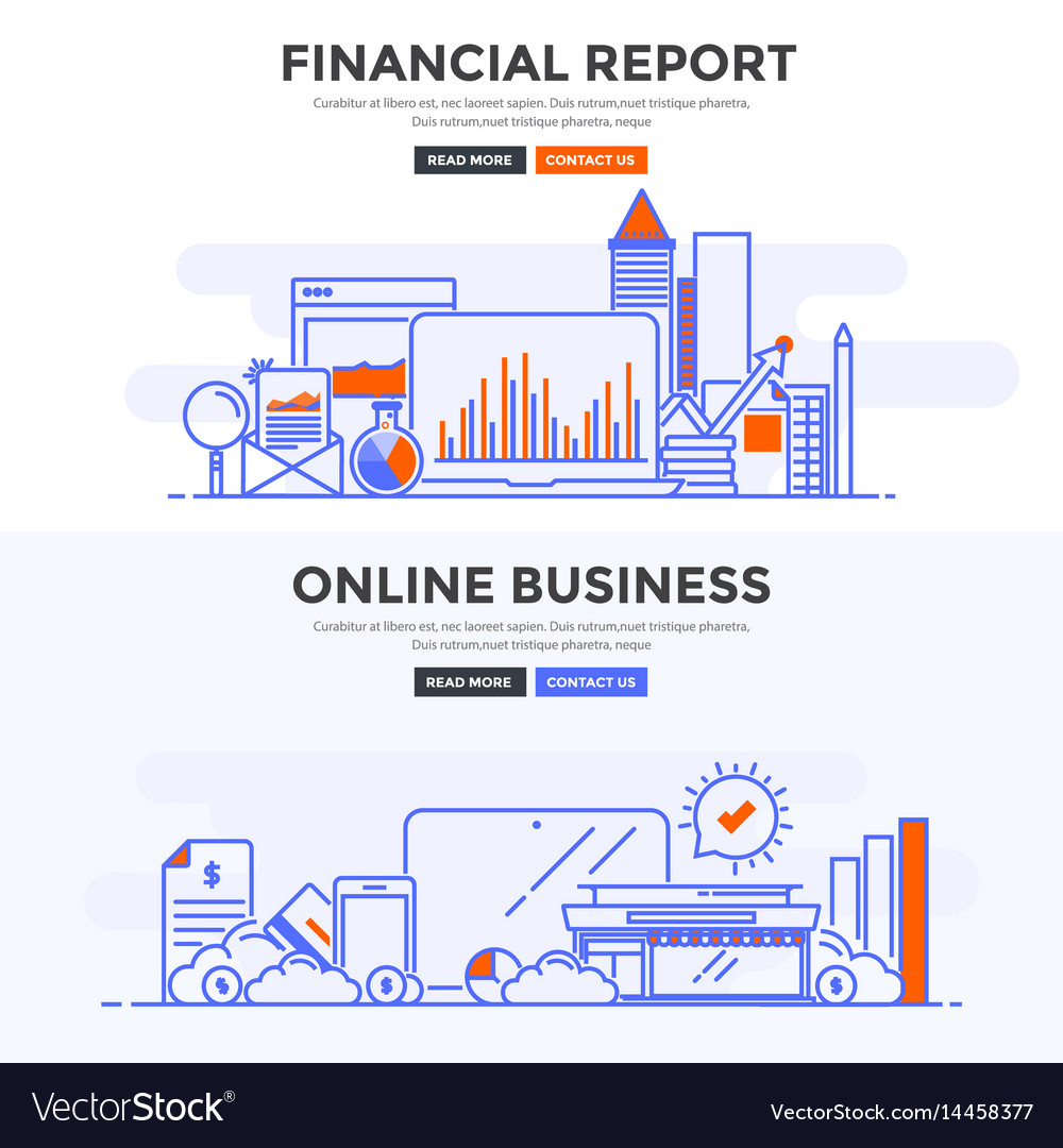 flat design concept banner financial report and vector image on vectorstock financial report design