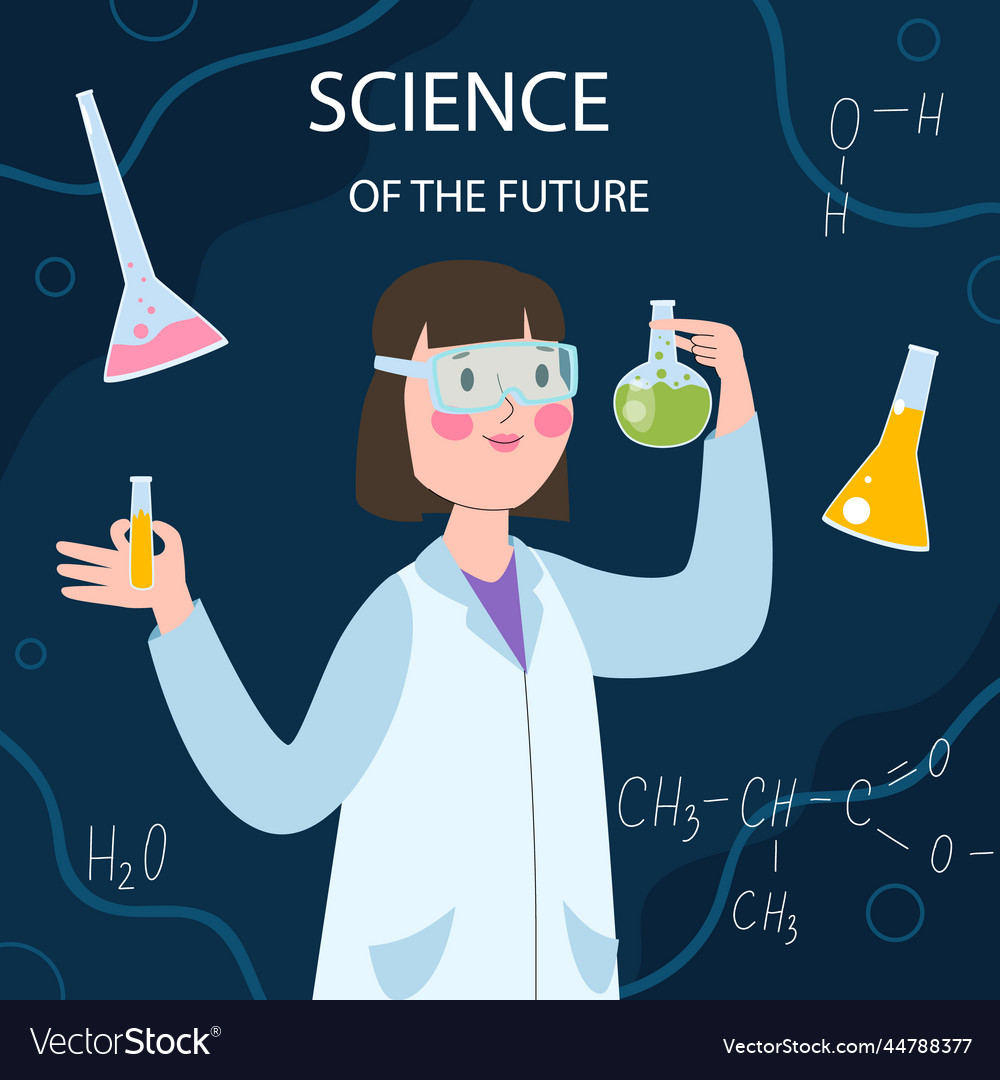Flat science posts set vector image Flat science posts set