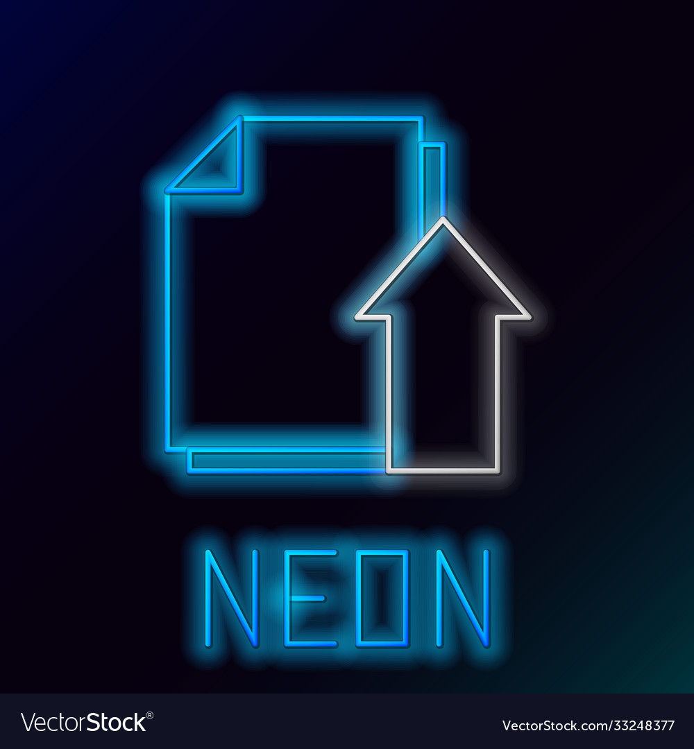 Glowing Neon Line Upload Datei Dokument Symbol