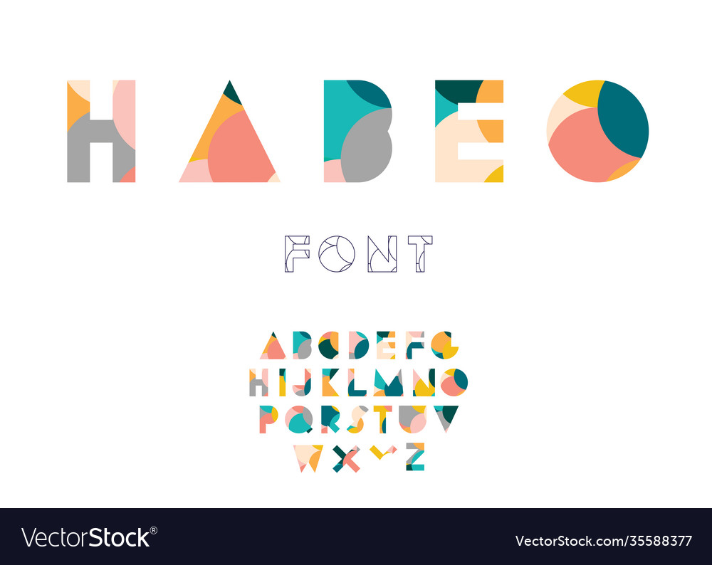 Habeo colorful display font with overlapping vector image Habeo colorful display font with overlapping
