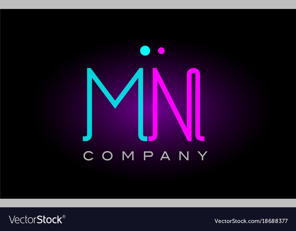 Neon lights alphabet mn m n letter logo icon