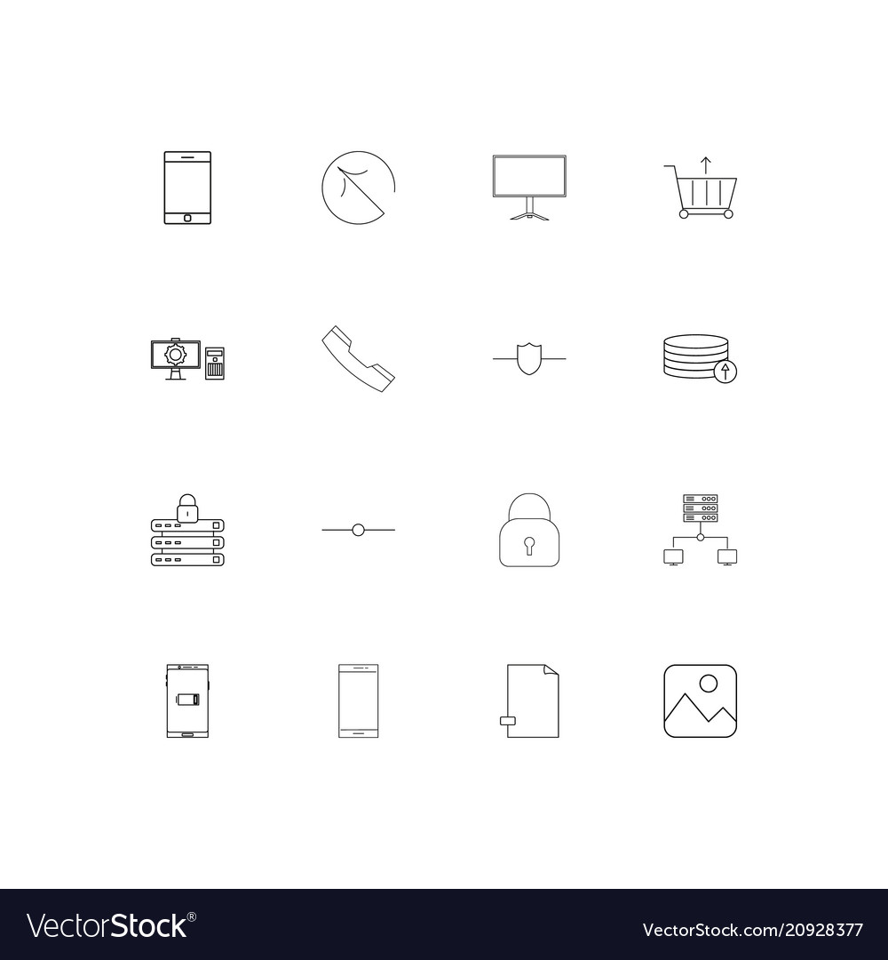 Network and database linear thin icons set