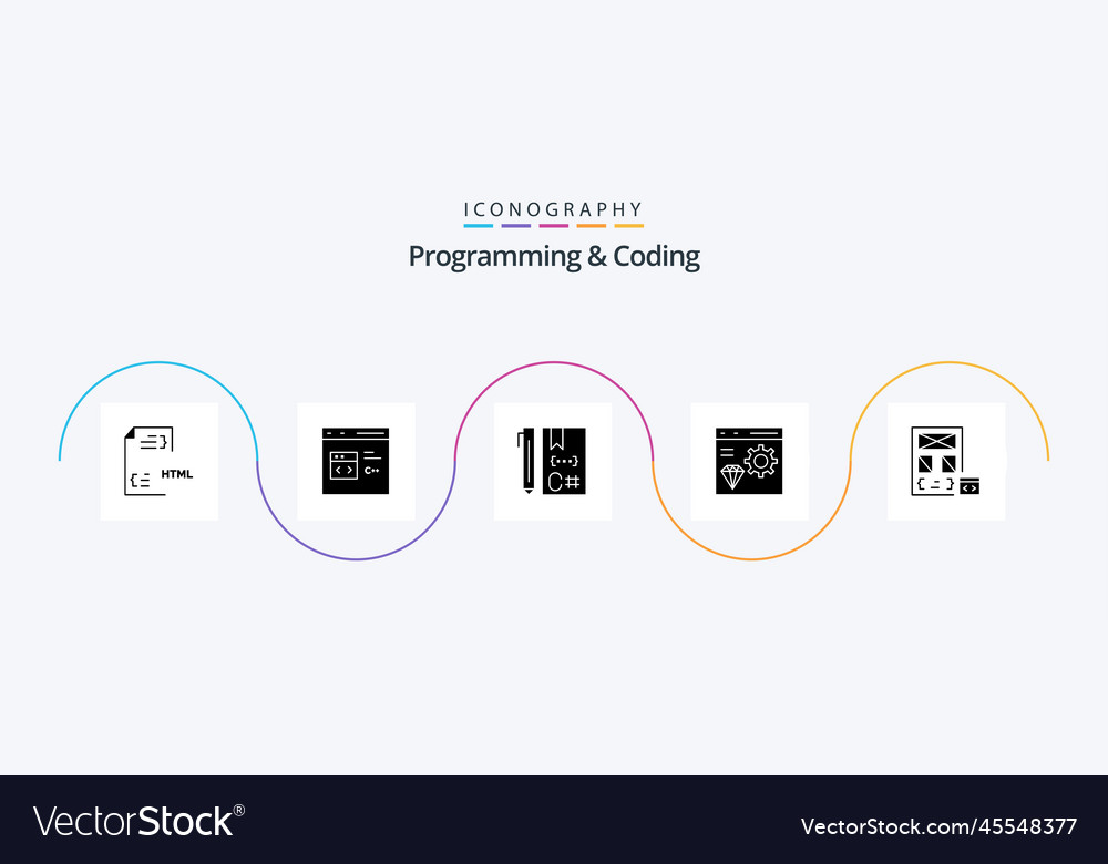 Programming and coding glyph 5 icon pack