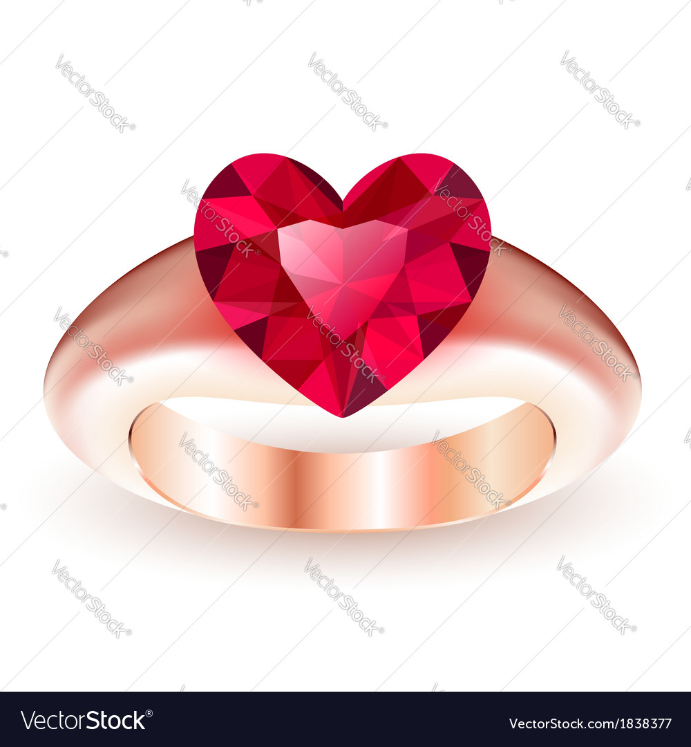 Ring with ruby heart shaped