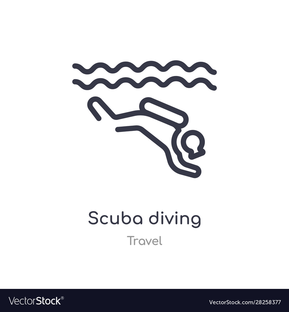 Scuba diving outline icon isolated line from