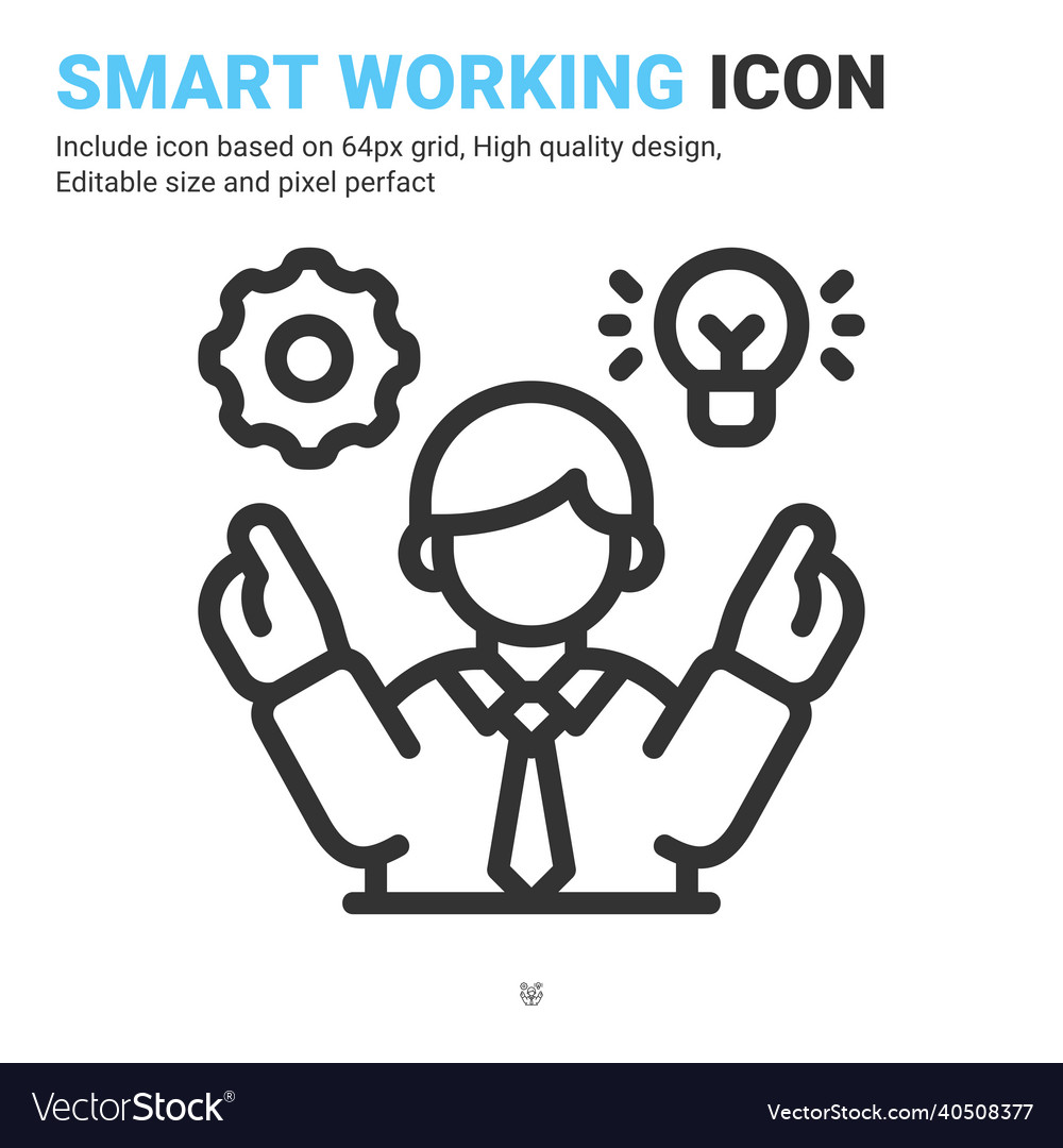 Smart working icon with outline style isolated vector image Smart working icon with outline style isolated