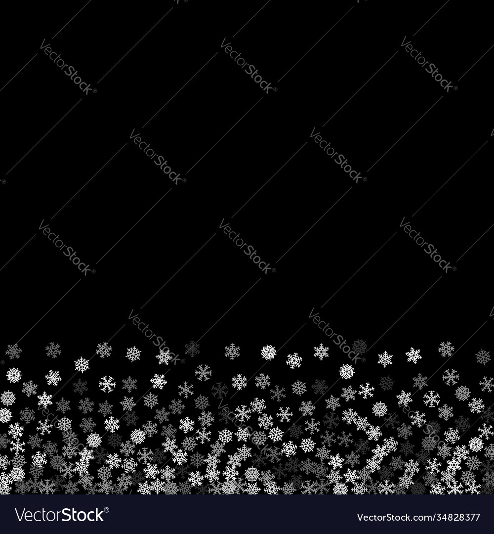 Snowfall with random snowflakes in dark Vector Image Snowfall with random snowflakes in dark