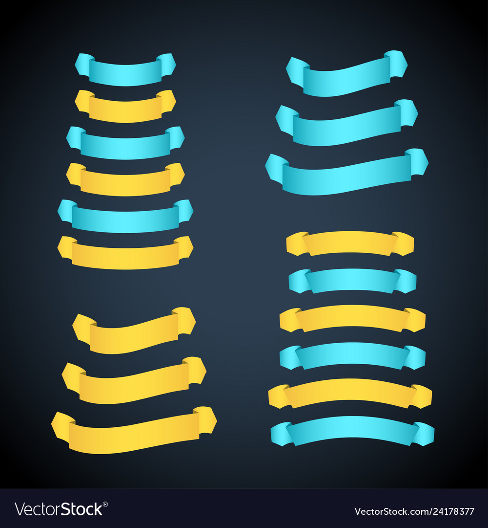 Yellow and cyan ribbon banners set