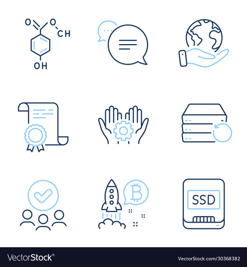 Bitcoin project text message and employee hand vector image Bitcoin project text message and employee hand