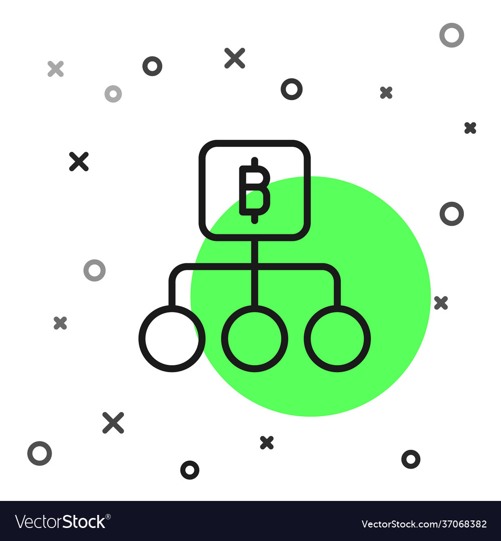 Black line blockchain technology bitcoin icon vector image Black line blockchain technology bitcoin icon