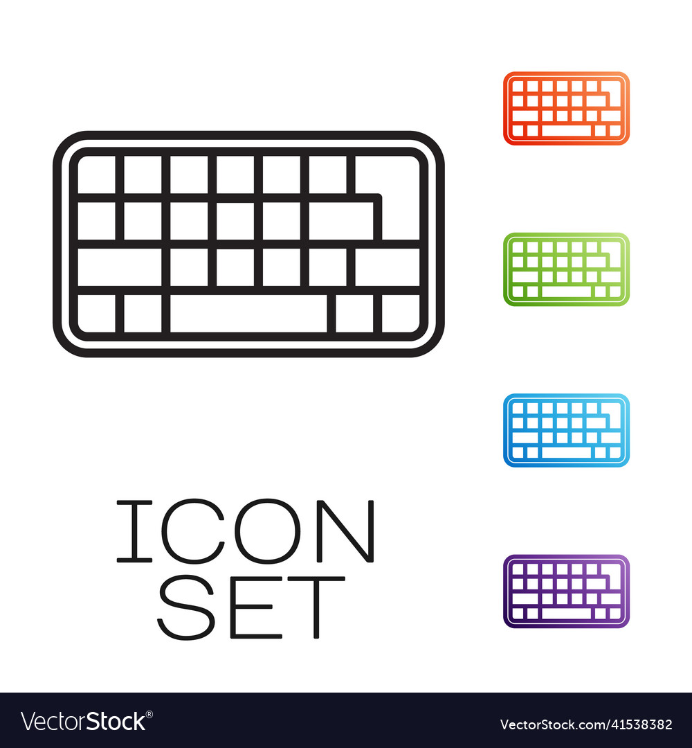 Black line computer keyboard icon isolated