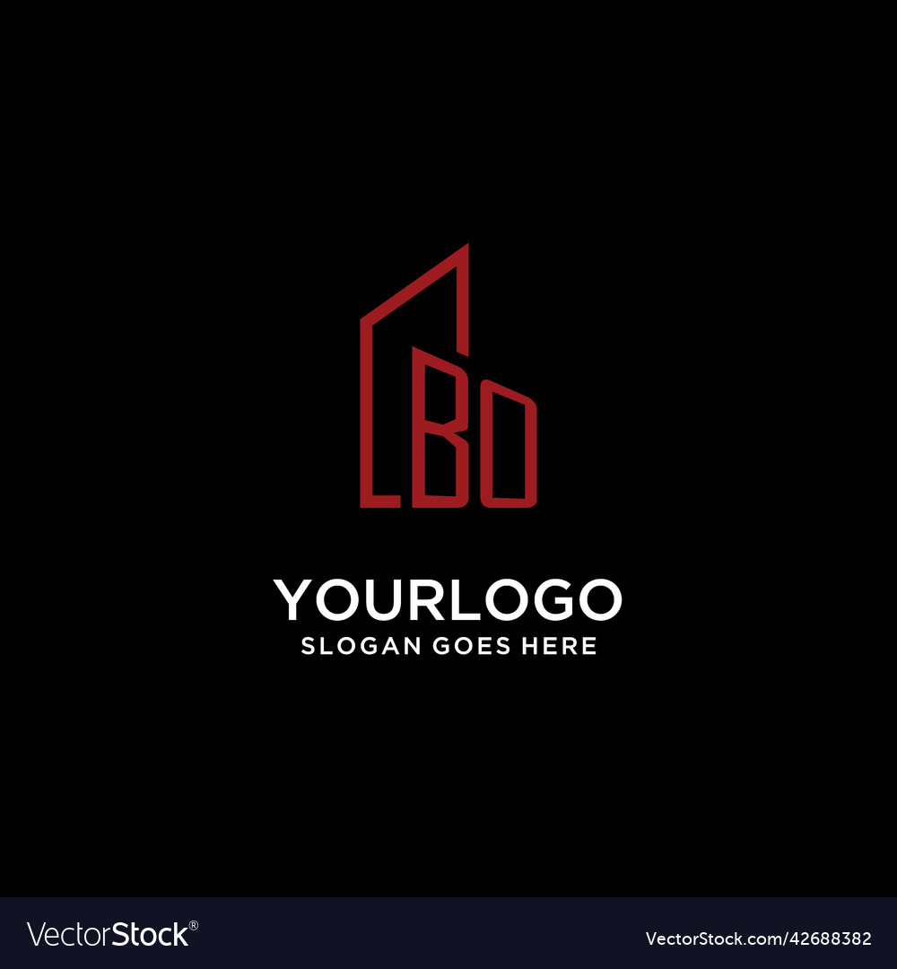 Bo initial monogram with building logo design