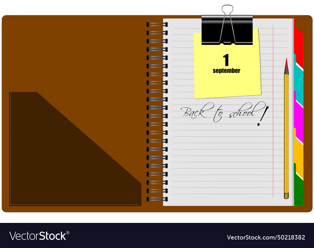 Brown notebook open on white background