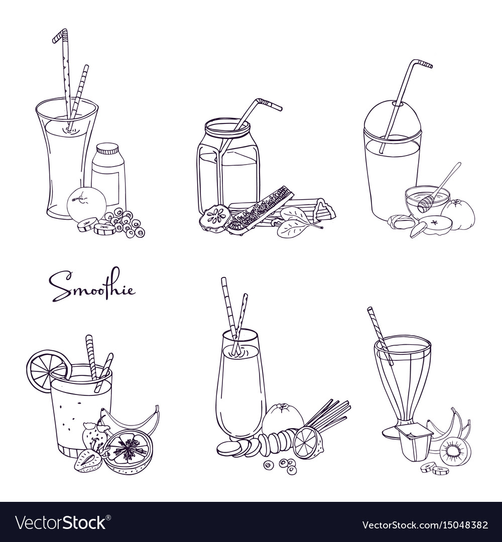 Different smoothie set collection of various