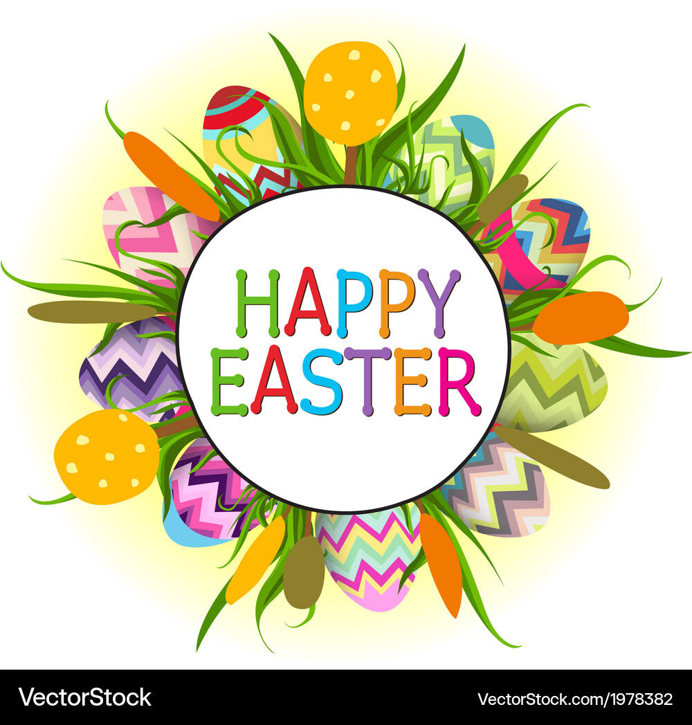 Easter eggs and happy easter Royalty Free Vector Image