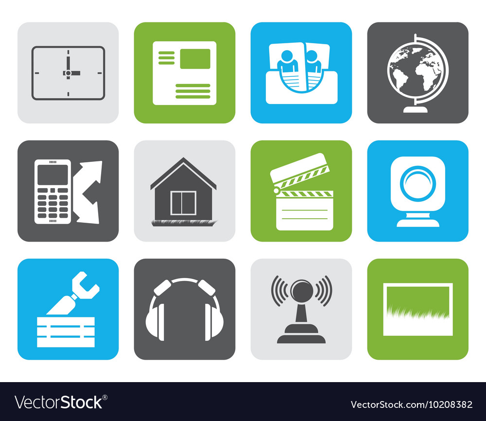 Flat mobile phone and computer icons
